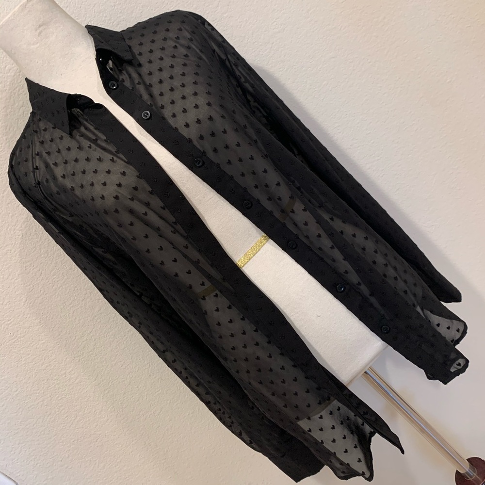 H&M Sheer Black Button Down Blouse 🖤 NWT